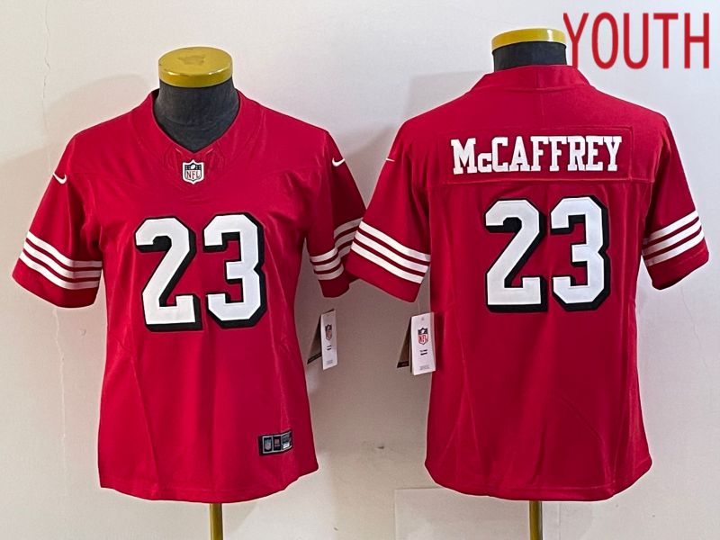 Youth San Francisco 49ers #23 Mccaffrey Red 2023 Nike Vapor Limited NFL Jersey style 4->colorado avalanche->NHL Jersey